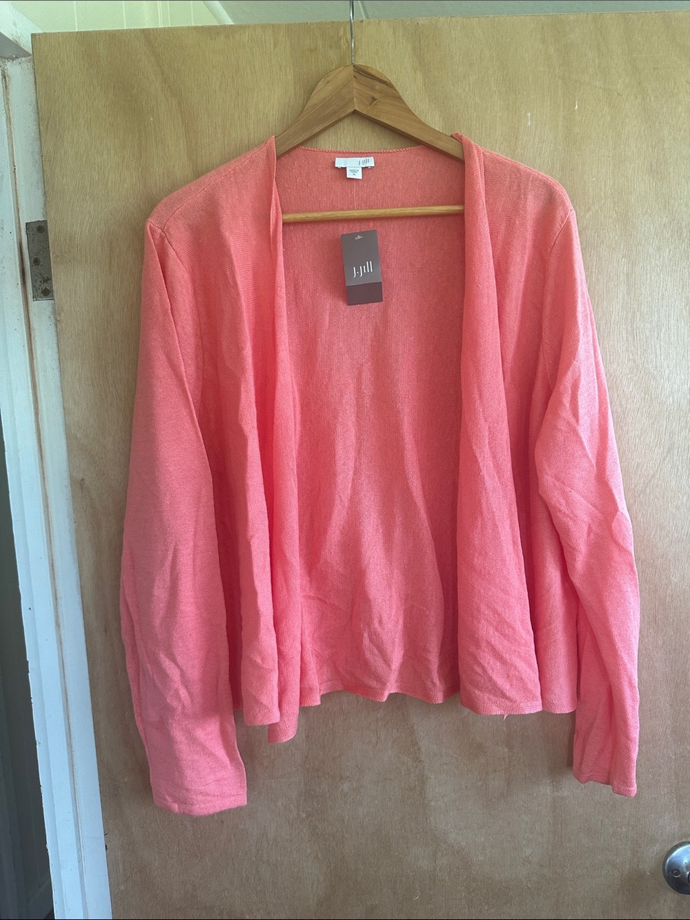 J. Jill Coral Open-Front Lightweight Cardigan Sweater